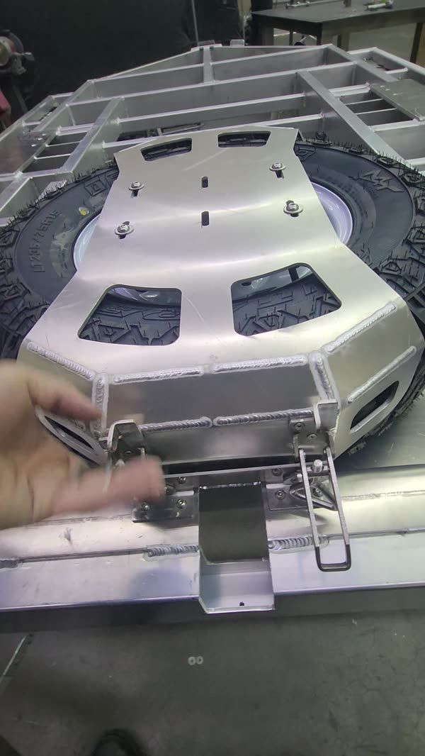 Spare tire and aluminum carrier on the trailer