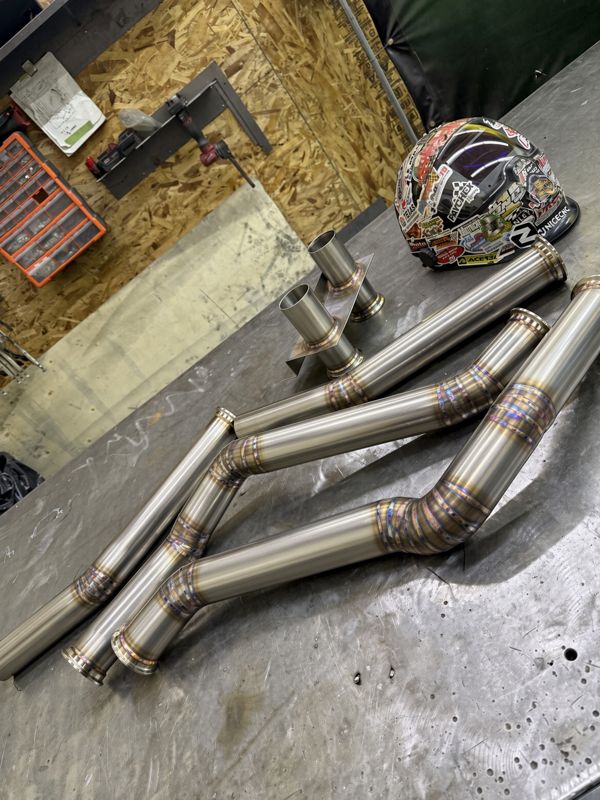 Stainless exhaust headers on the welding table