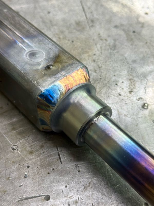 Square tube TIG welded to a round shaft