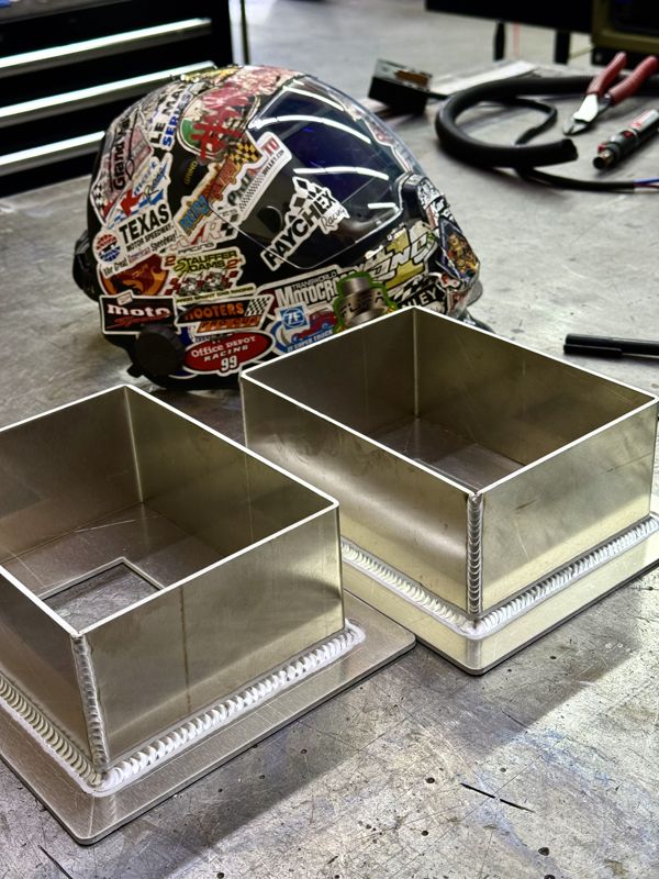 Two TIG-welded aluminum boxes