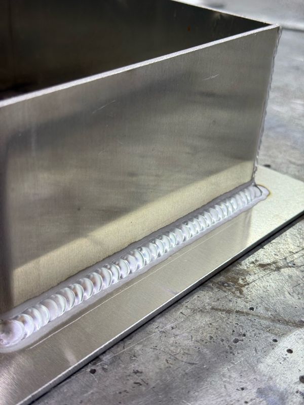 Aluminum box with a clean TIG fillet weld
