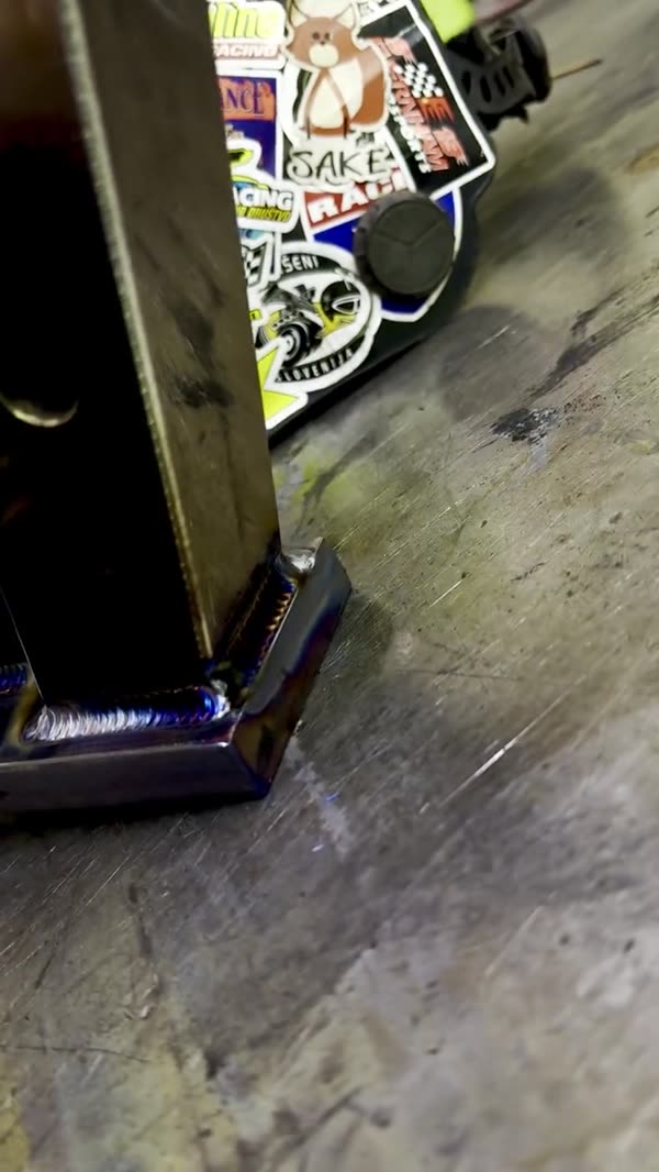 Welded steel fixture up close