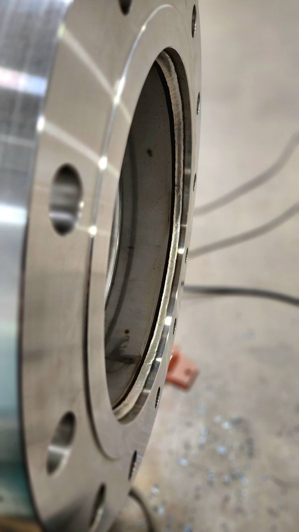 Machined stainless flange ready for welding