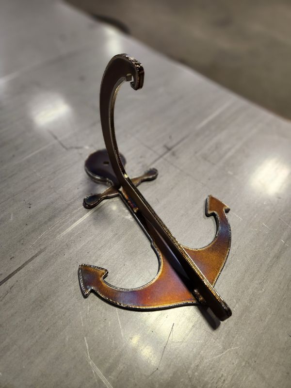 Hand-made steel anchor art piece