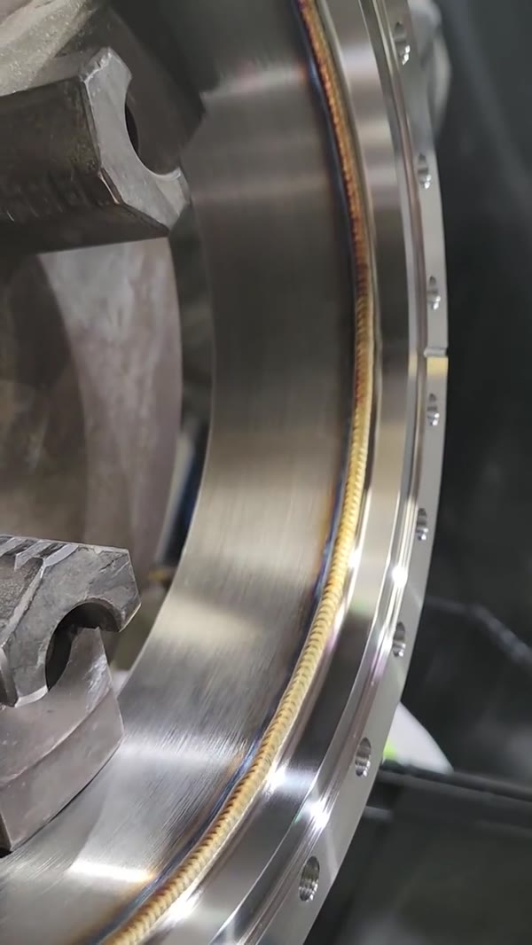 Large stainless ring with a TIG-welded flange